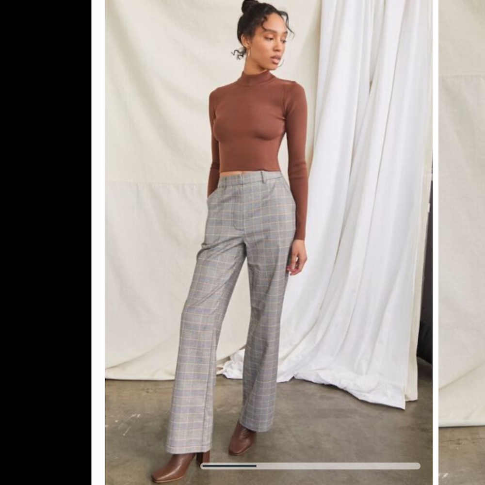 Plaid Wide-Leg Pants